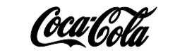 The logo of the Coca-Cola brand in black