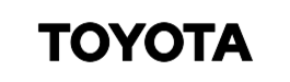 The logo of the Toyota brand in black